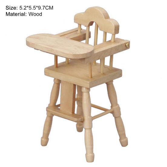 Simulation Stool Convenient to Store Simulated Wood Dollhouse High Chair Model for 1/12 Doll House
