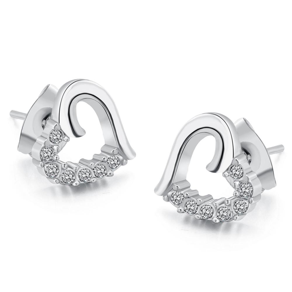 Top Quality Luxury Gold Heart Rose Gold Color Stud Earrings Jewelry Austrian Crystal ZYE030 ZYE031
