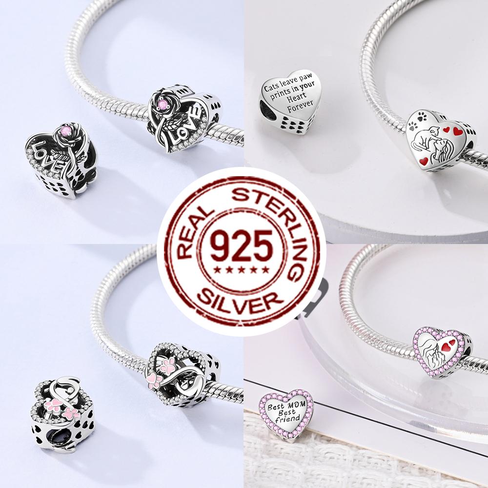 Copper Charms Love Mother Sister Happy Family Pendants Beads Fit Original Bracelet Charm Diy Jewelry Gift For Woman