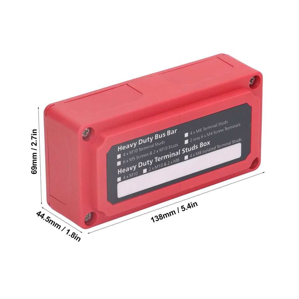 Bus Bar Box with Screws M10 Terminal Studs Power Junction Distribution Block Busbar Box 48V 300A Power Junction Block Box