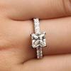 Women Fashion Square Rhinestone Silver Color Wedding Bridal Party Ring Gift