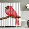 Artistic Red Bird Shower Curtain Bathroom Decor Hand-Drawn Floral Design Waterproof Shower Curtain Set For Home Bathing Room Dec