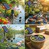 Solar Air Pump/Pond Pump, 4W Upgraded Solar Panel Built in 2200mAh Battery, with Double Air Bubble Stones, for Aquarium Pond Etc