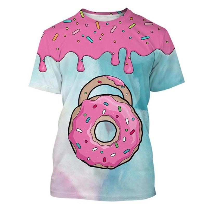 Summer 3D Printed Chocolate Donut T-shirt Fashion Street T-shirt Tops Unisexes Casual Fun Harajuku T-shirts Clothing