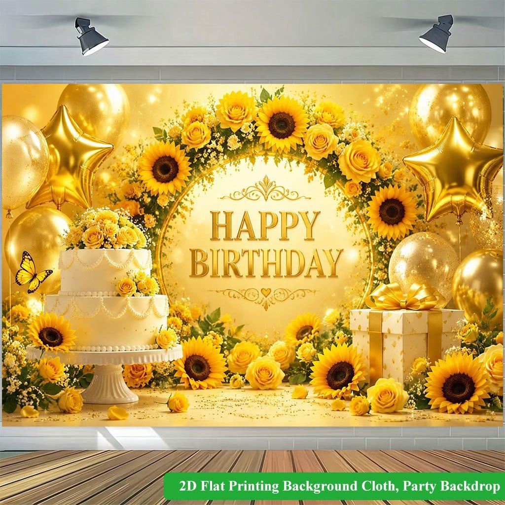 2D Flat Backdrop1pc Birthday Party Scene Decor Backdrop Banner Polyester Wall Decor For Living Room Bedroom Office Outdoor Decor Party