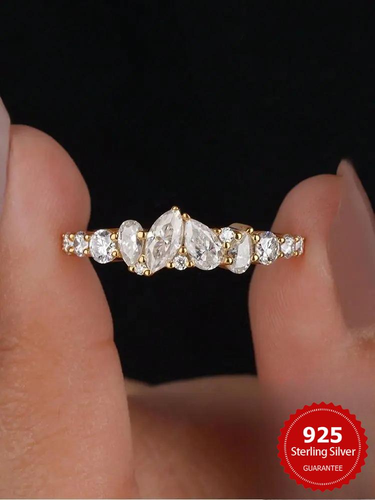 925 Sterling Silver Classic Marquise Water Drop Zircon Ring For Women Engagement Wedding Luxury High Quality Fine Jewelry