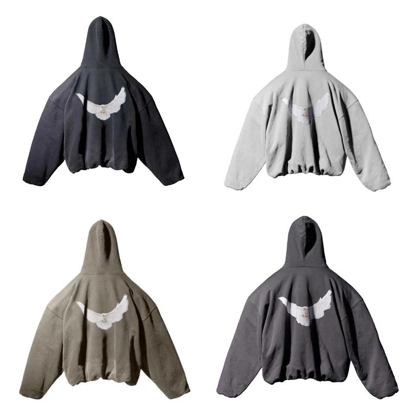 BeatStreet Taubenprint Kapuzenpullover Herren Streetwear Sweatshirts Hohe Qualität Locker Schwerer Stoff Pullover