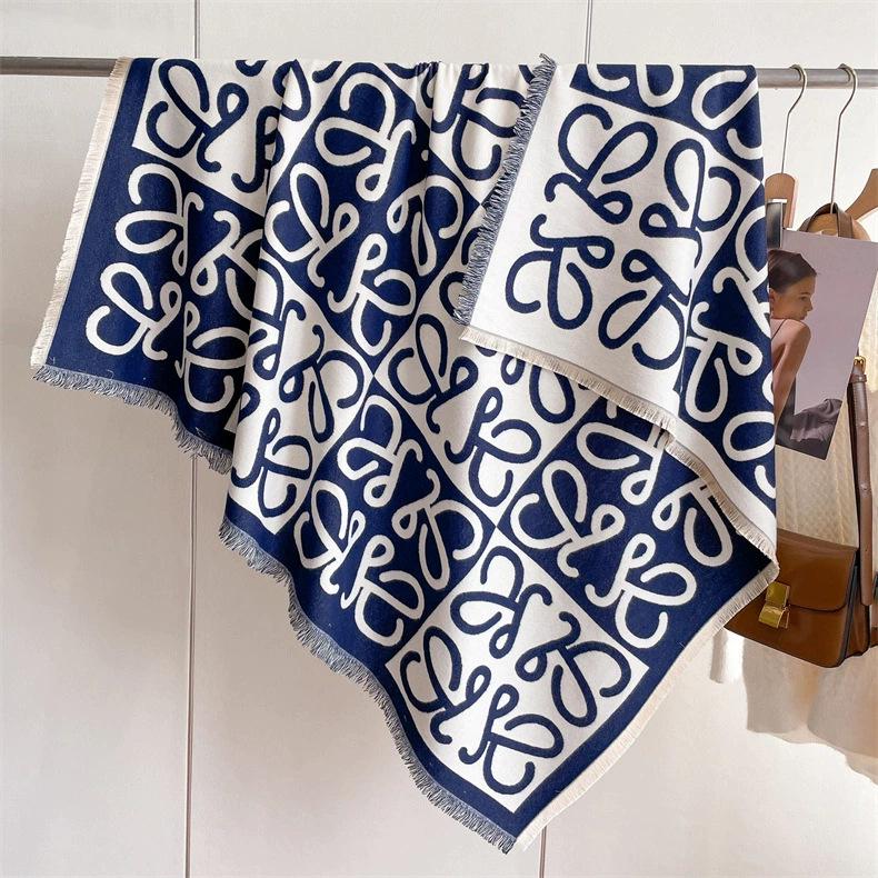 Women's High-Quality Wool Cashmere Scarf: Thick, Warm, Tassel Shawl for Autumn and Winter