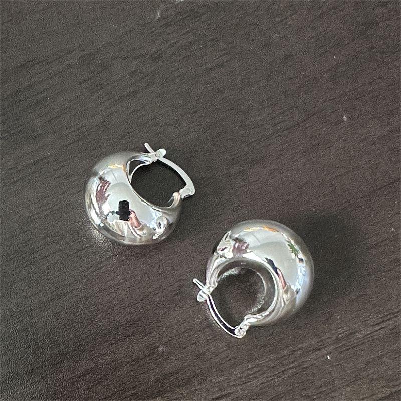 925 Sterling Silver Fashion Round Pierced Earrings Wedding Jewelry