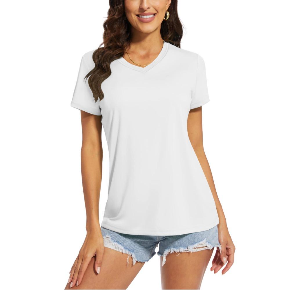 TACVASEN UPF 50+ Summer Short Sleeve V-Neck T-shirts Womens Sun Protection T-shirts Quick Dry Hiking Running Tee Shirts Tops