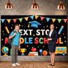 Back To School Banner Educational Elements School Celebration Background Next Stop Display Star Decorations Graduation Backdrop