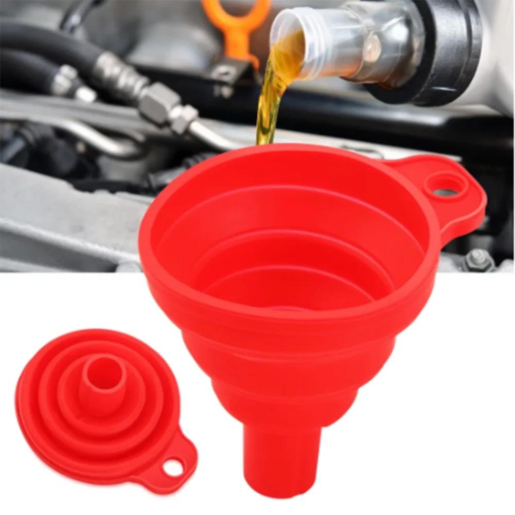 Collapsible Car Engine Funnel Silicone Liquid Funnel Washer Fluid Change Portable Auto Engine Oil Petrol Change Funnels