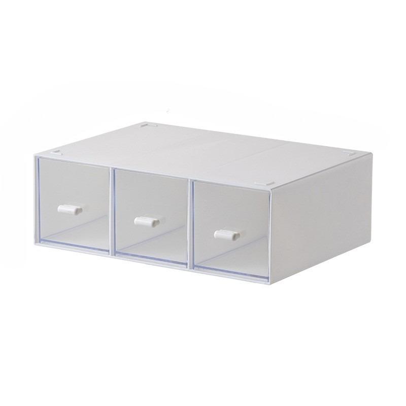 

Stackable Clear Drawer Organizer Transparent Storage Box for Makeup Office School Supplies Cosmetics Desktop Clutter білий