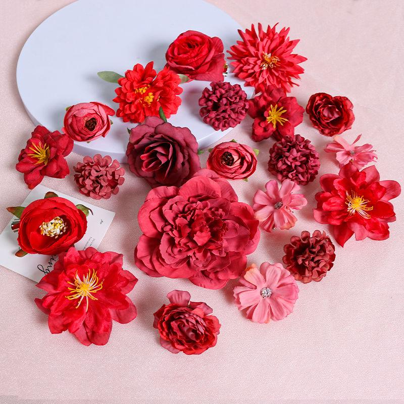 Mehrfarbig Gemischt Künstliche Blumen Seidenrose Kunstblumen für Heimdeko Hochzeitsdekoration DIY Bastelgirlande Bouquet-Accessoire