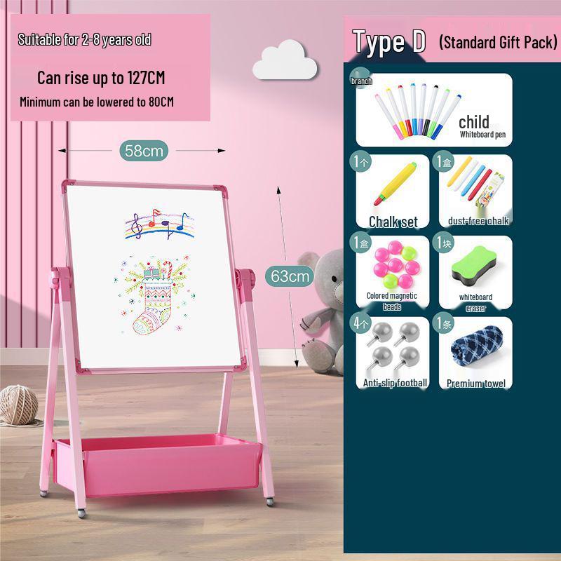 Kids' Double-Sided Magnetic Blackboard & Whiteboard: Erasable Drawing & Writing Stand with Coloring and Graffiti Features