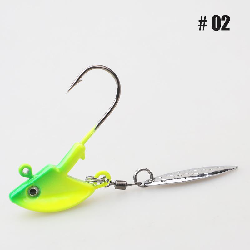 Anti-Hang Rotating Sequin Jig Head Hook with Soft Bait for Bass and Mandarin Fish