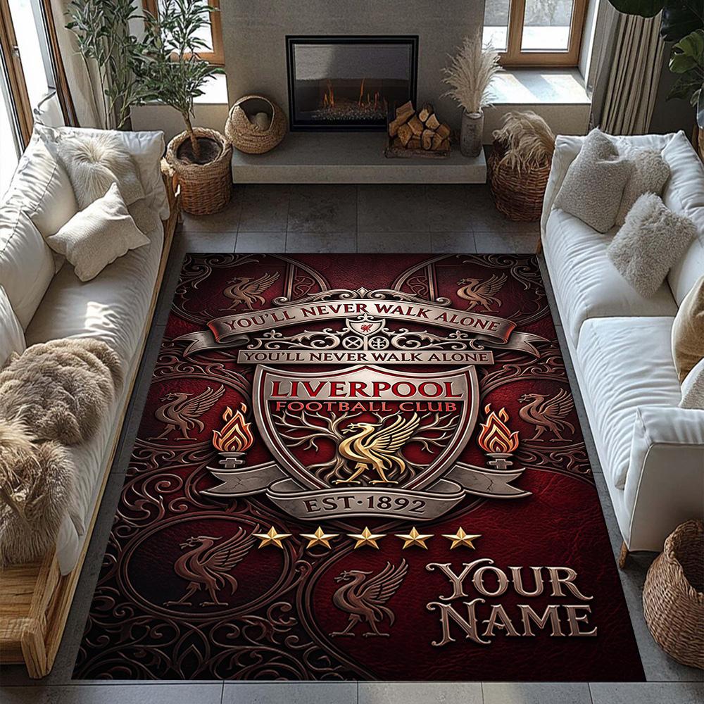 Liverpool Fc Personalized Name Floor Mat Perfect For Dining Room Decorate Room Game Room Playrooms Antislip Carpet Office Home Decor