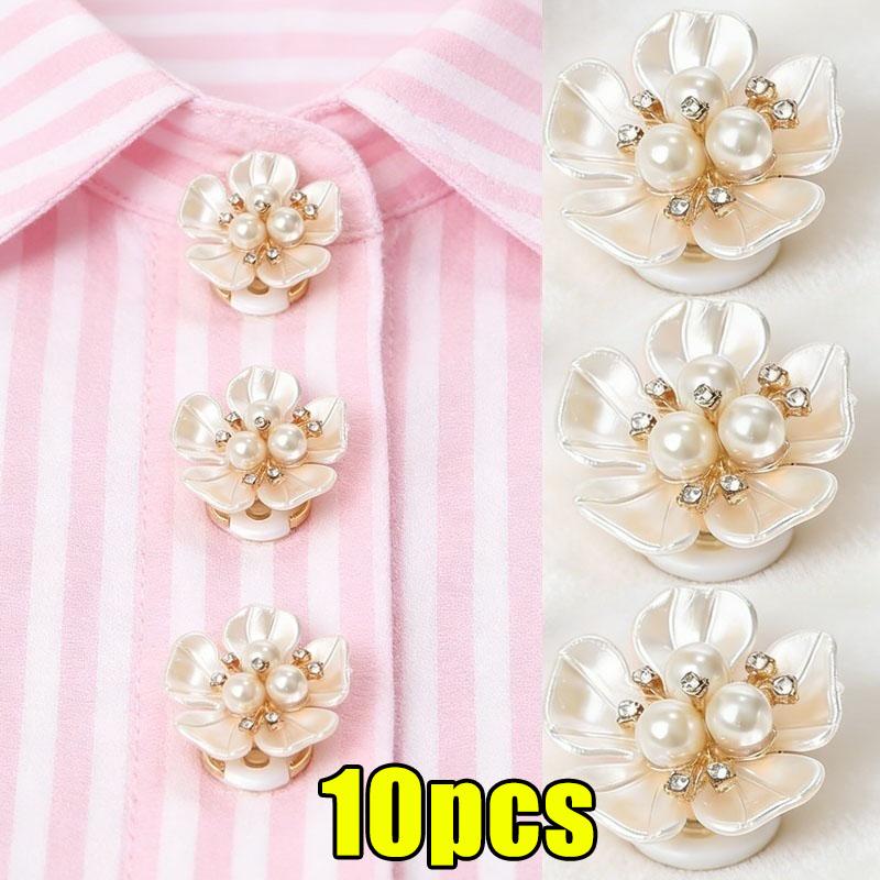Luxury Imitation Shell Pearl Flower Shirt Sleeve Button Elegant Copper Cufflinks Button Cover Accessories for Women and Men