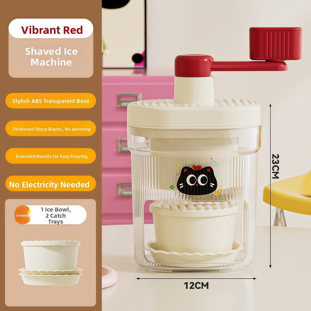 Hand-Operated Mini Durable Manual Small Shaved Ice Machine Hand Crank Ice Crusher Removable Household Ice Cream Tools