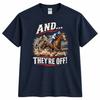 Horse Racing Fan T-Shirt Retro Race Horse Jockey Graphic Tee Men Women S-5XL