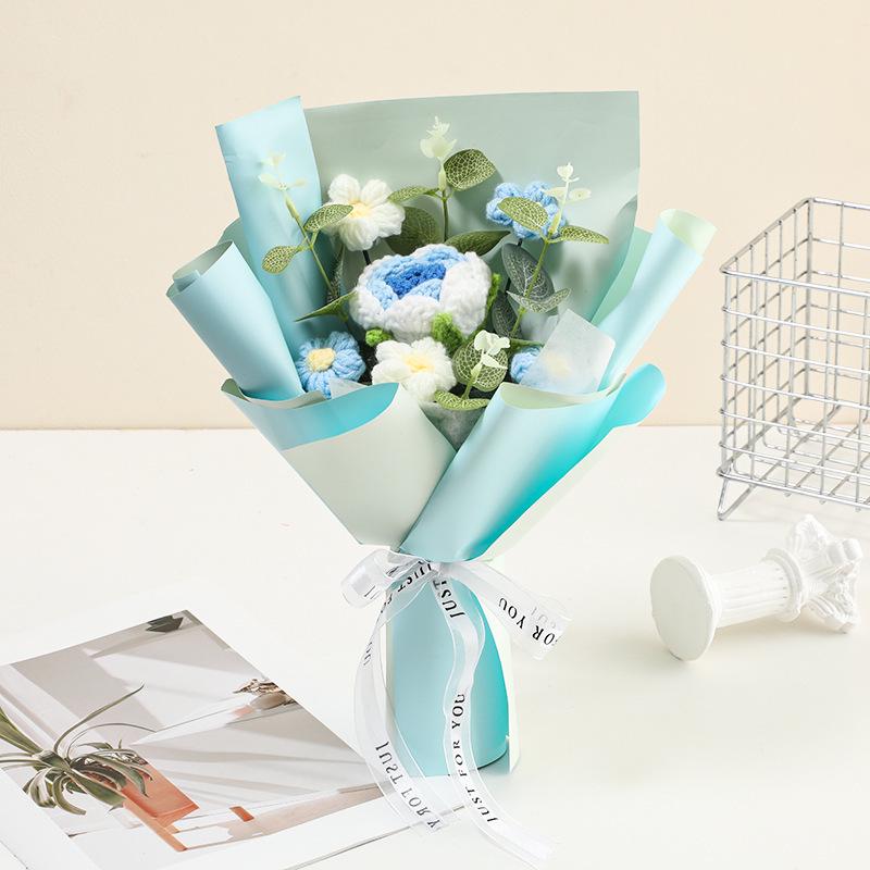 

Handmade Knitted Yarn Flower Bouquet - Valentine s Day Gift