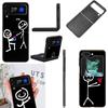 Funny Cute Cartoon Matchman Phone Case For Samsung Z Flip 7 6 5G Galaxy Z Flip4 Z Flip5 Z Flip3 Coque Black Hard PC Shell Protec