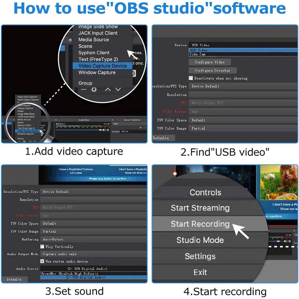 4K HDMI-Compatible Video Capture Card Streaming Board Capture USB 2.0 1080P Card Grabber Recorder Box for PS4 Game DVD Camera