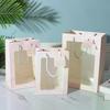 30pcs Transparent Window Gift Packing Bag Gift Wrap Paper Bag Portable White Wrapping Tote With Handles Sundries Storage Pouch