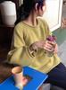 Women's Chunky Knit Cashmere Wool Sweater - Autumn/Winter Round Neck Loose Fit with Rolled Hem