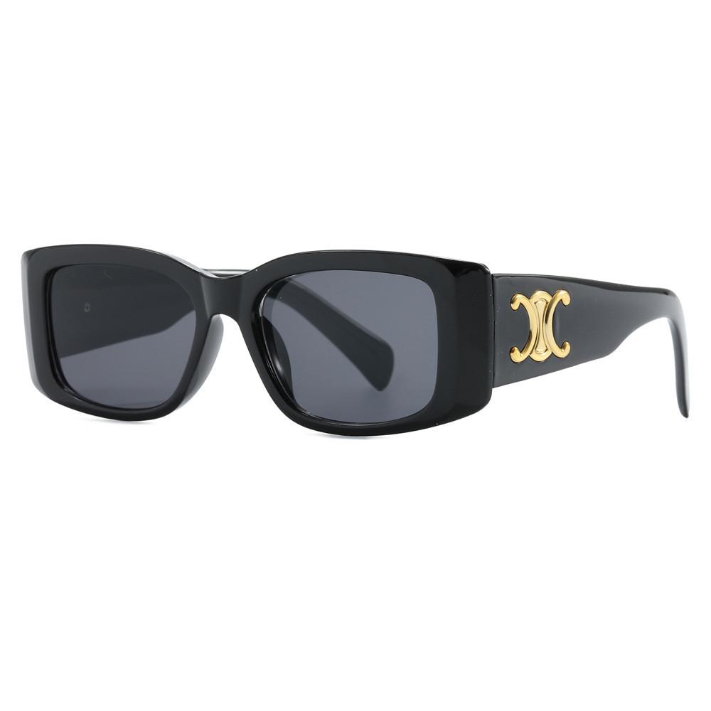 

Retro Rectangular Narrow Frame Sunglasses With Uv400 Protection For Outdoor Travel And Fashion чёрный