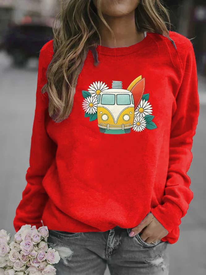 Women's Printed Round Neck Hoodie