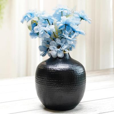 Matt Black Metal Hammered Bud Shape Vase for Home Decor Decoratives for Indoor Outdoor Living Room Balcony | Best Gift