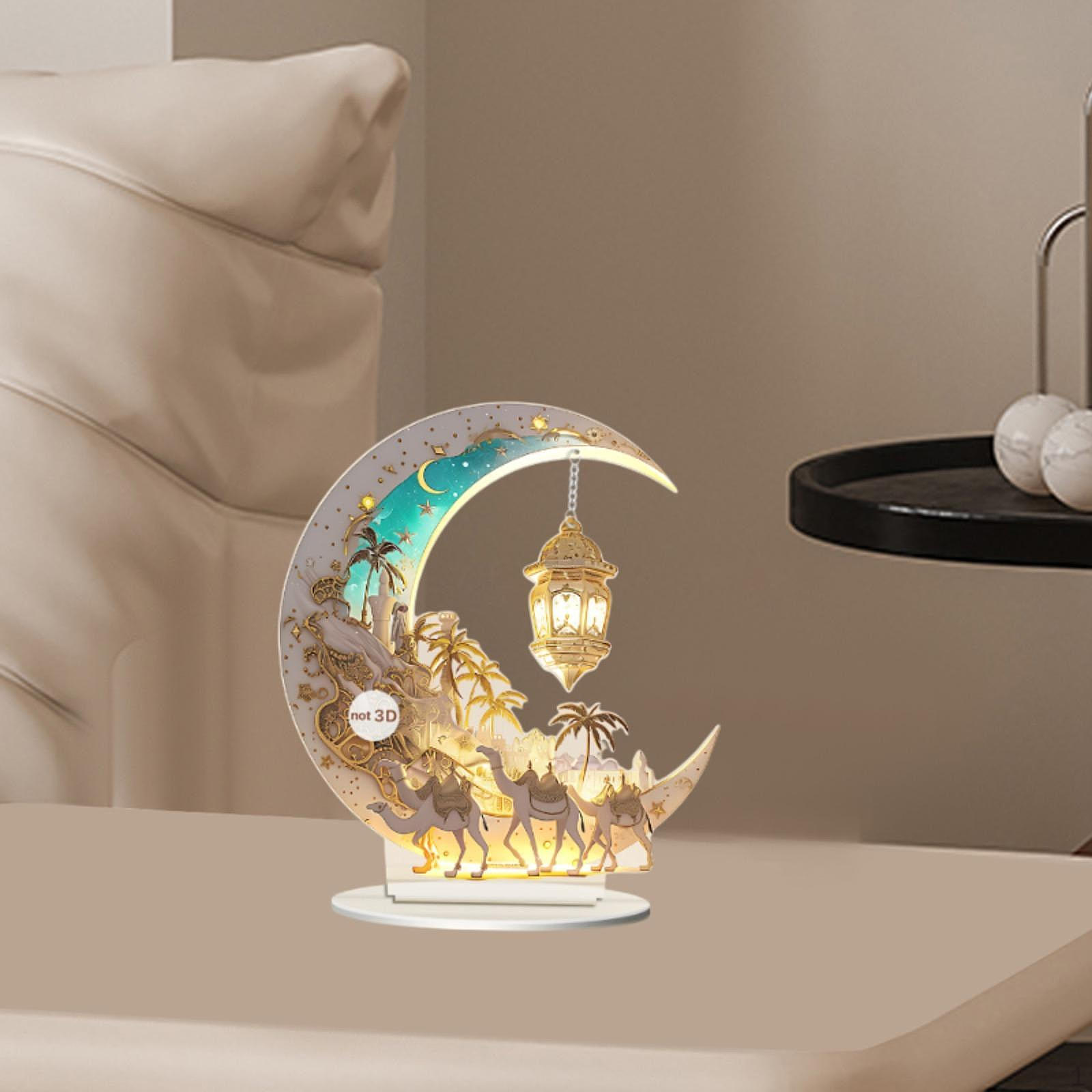 

Moon Shaped Acrylic Sign Figurine with Holder Unique Artwork Lightweight Sculpture Statue for