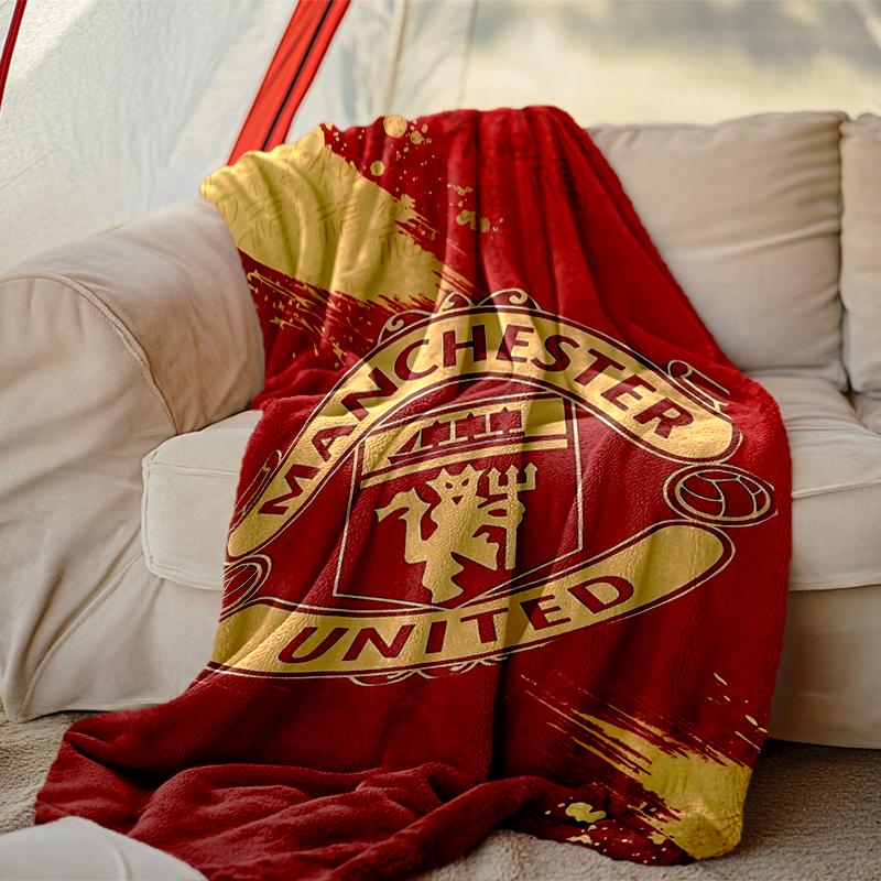 1pc Manchester United Manchester City Blanket, Cozy Printed Throw Blanket, A Heartfelt Gift for Your Family and Friends