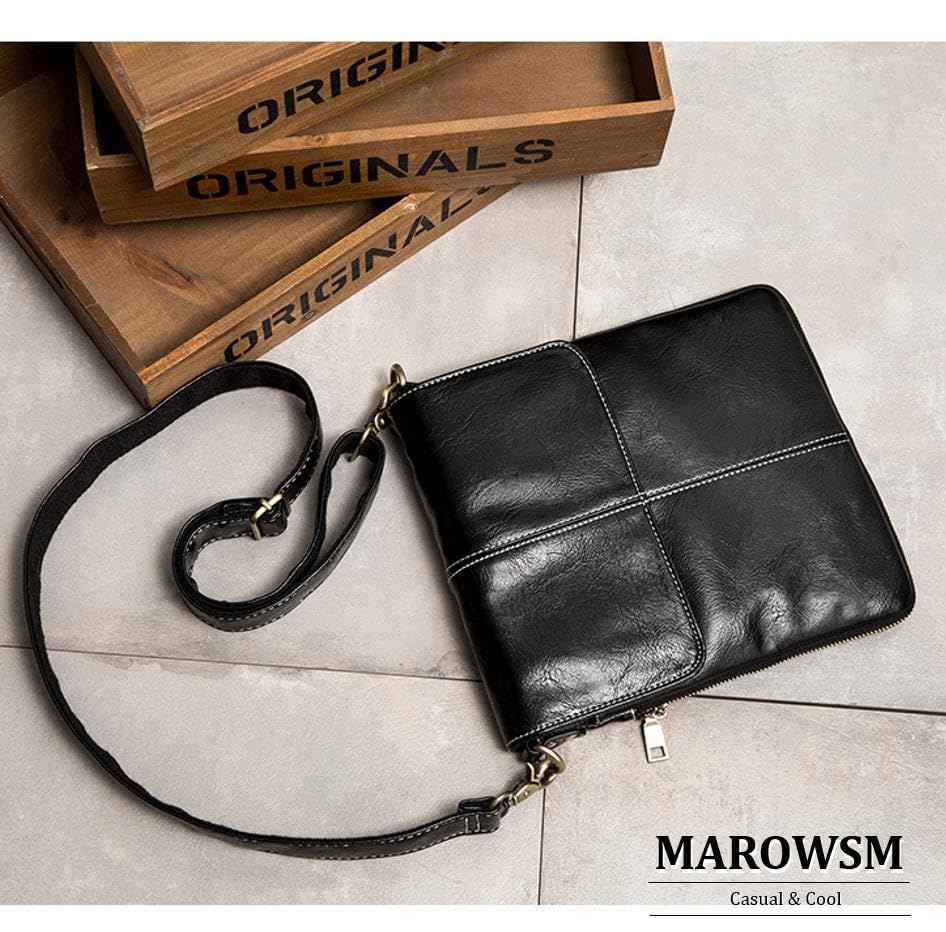 small shoulder bag for black [MaRowsm] Artisan-crafted men,
