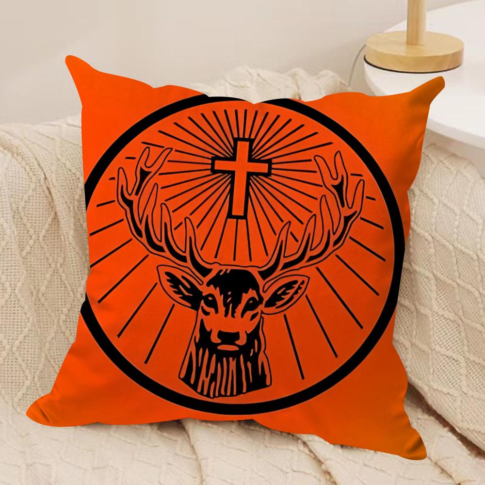 Drink J-Jaegermeister-r Logo Cushion Cover Silky Short Plush Sofa Pillow Cover Hidden Zipper Soft Dustproof Case for Home Decor