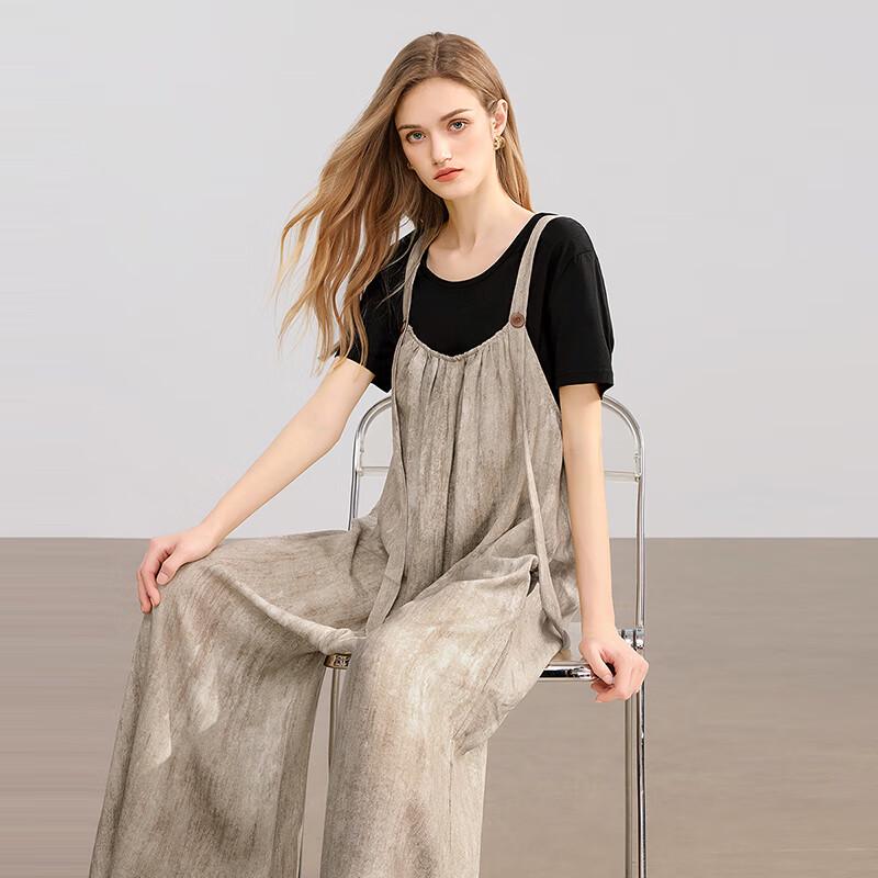 Women's Casual Wide-Leg Suspender Jumpsuit