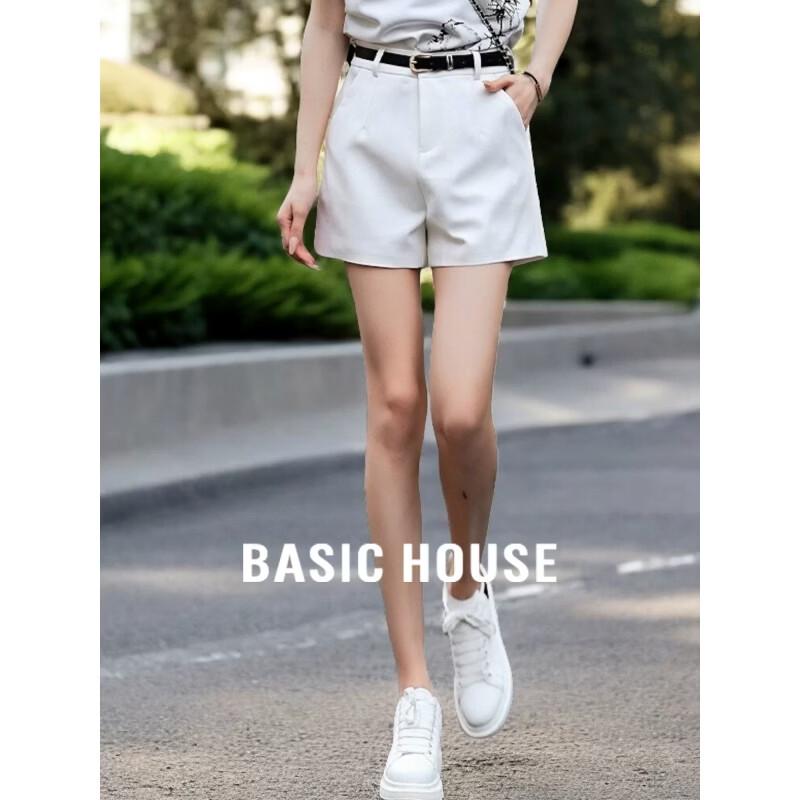 Basic House Women s High-Waisted Suit Shorts L белый