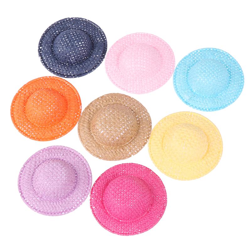 Casă de păpuși, 5 bucăți, pălărie de paie împletită manual, mini pălărie colorată, accesorii de decorare pentru casă de păpuși, pentru copii, jucării de joc