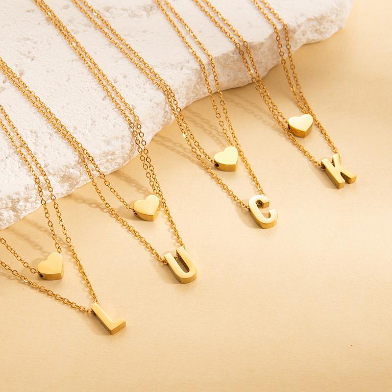 European & American Titanium Steel Letter Necklace for Women - High-End Luxury Clavicle Chain, Colorfast Stainless Steel Jewelry