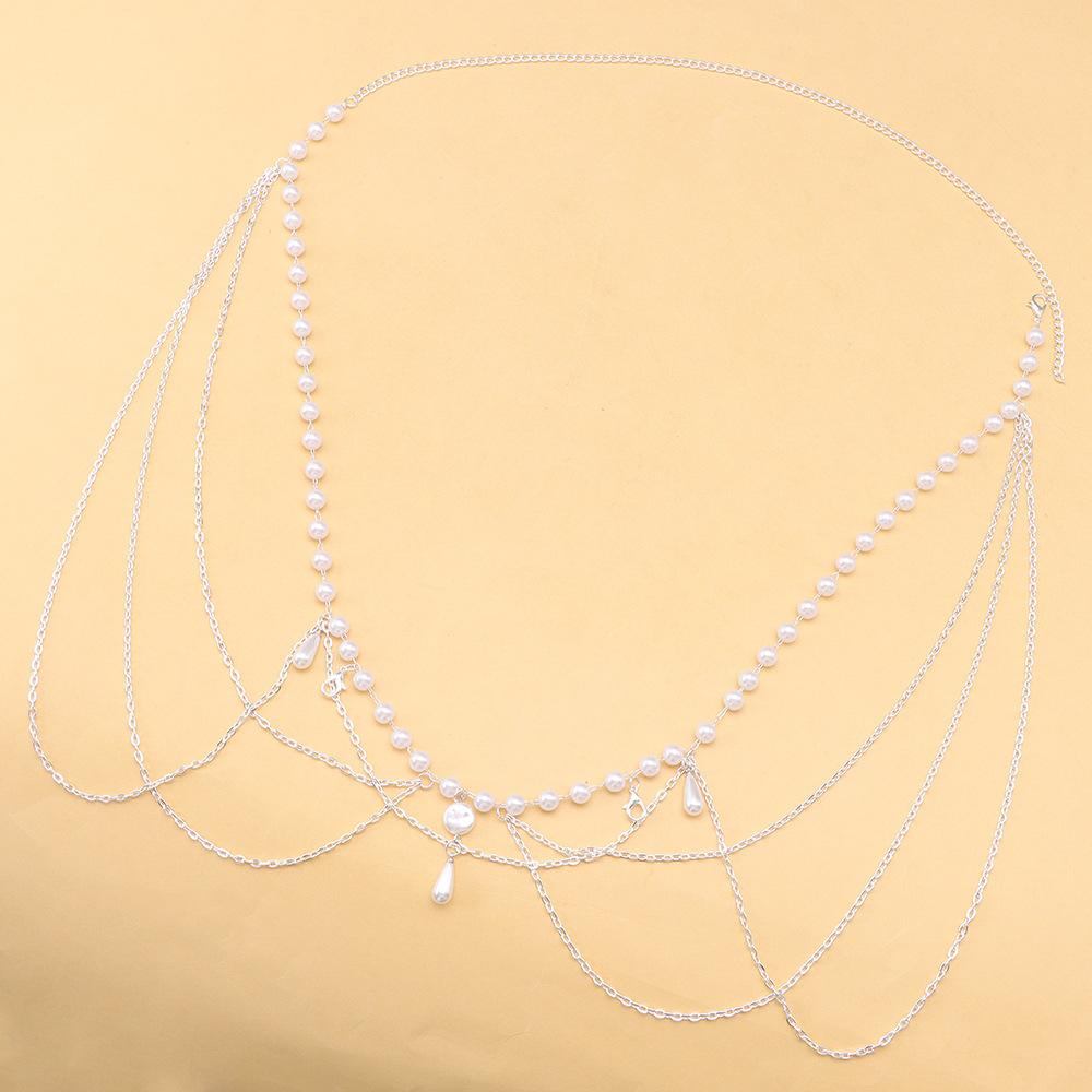 New retro chain belt skirt antique Hanfu clothing, pearl tassel multi-wave national style waist chain