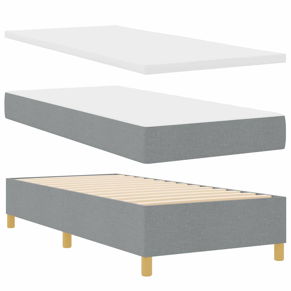 Box Spring Bed with Headboard Light Grey 100 x 200 cm Fabric