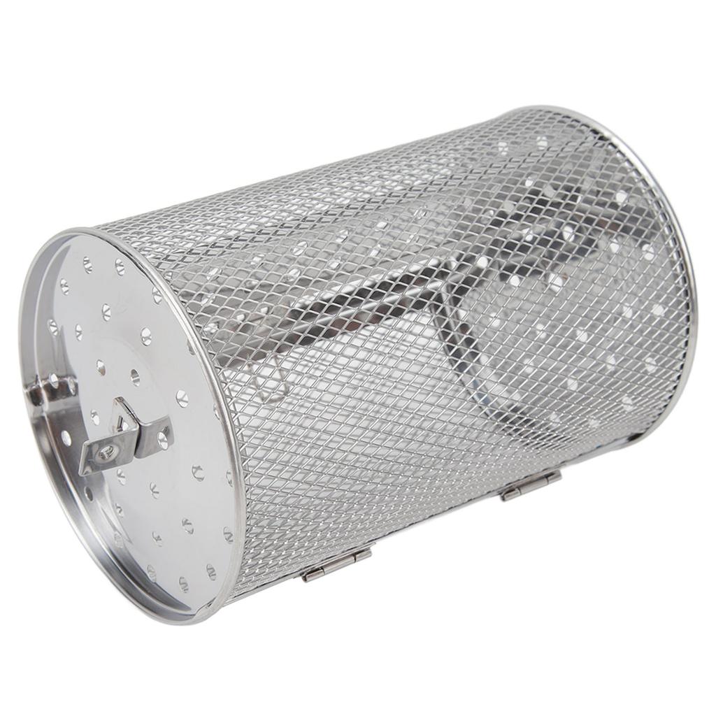 Rolling Grilling Basket Stainless Steel BBQ Rolling Basket Fork Wire Mesh Cylinder Grill Basket for Camping Picnic Party