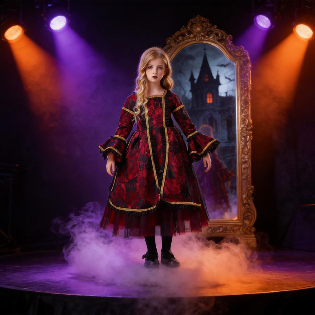 Halloween Child Vampire Costume For Kids With Spandex Fabric For Stage Performance