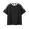 JIAOXIU Sporty Three-Stripe Patchwork T-Shirt
