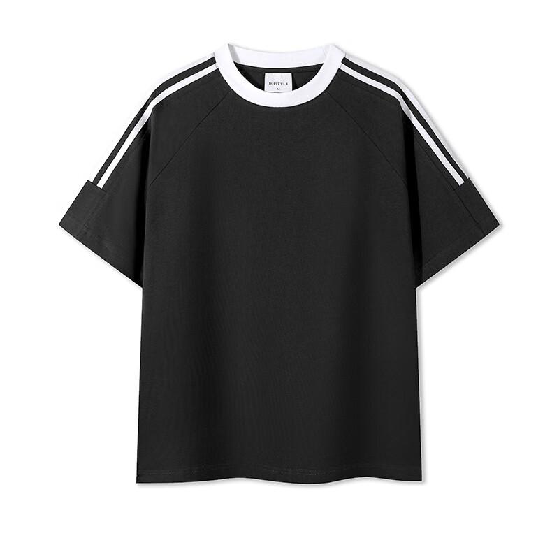 JIAOXIU Sporty Three-Stripe Patchwork T-Shirt
