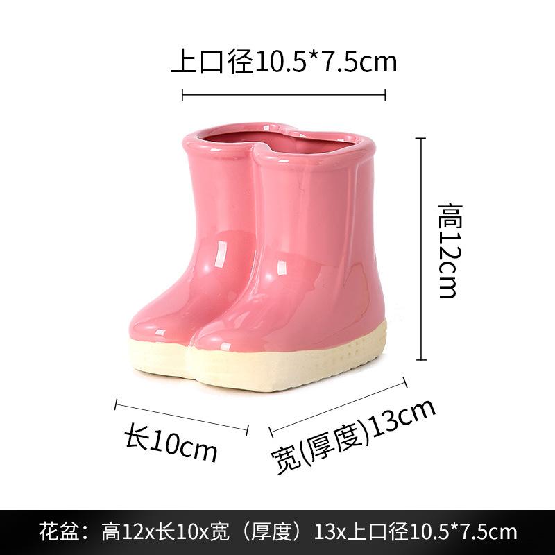 Ceramic Flower Pot Flower Vase Crude Pottery Cartoon Boots Rain Boots Shoes Floral Arrangement Accessories Garden Pot