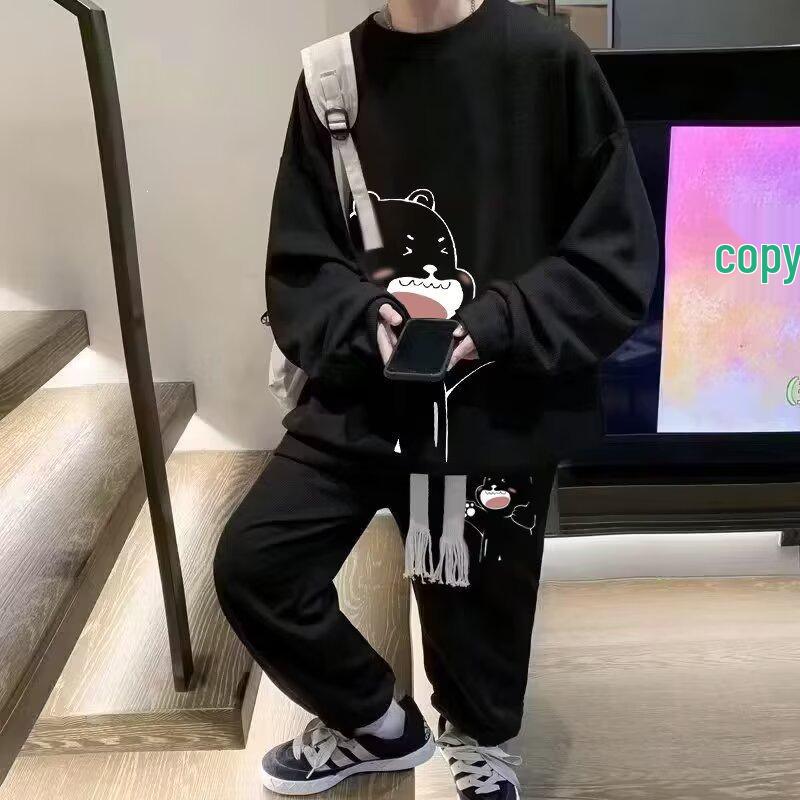 Harajuku Men's Trendy Sporty Casual Set: Creative Loose Hoodie & Pants Two-Piece