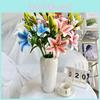 Faux Lily 2head Decorative Display With Light Luxury Finish For Photography And Home Styling