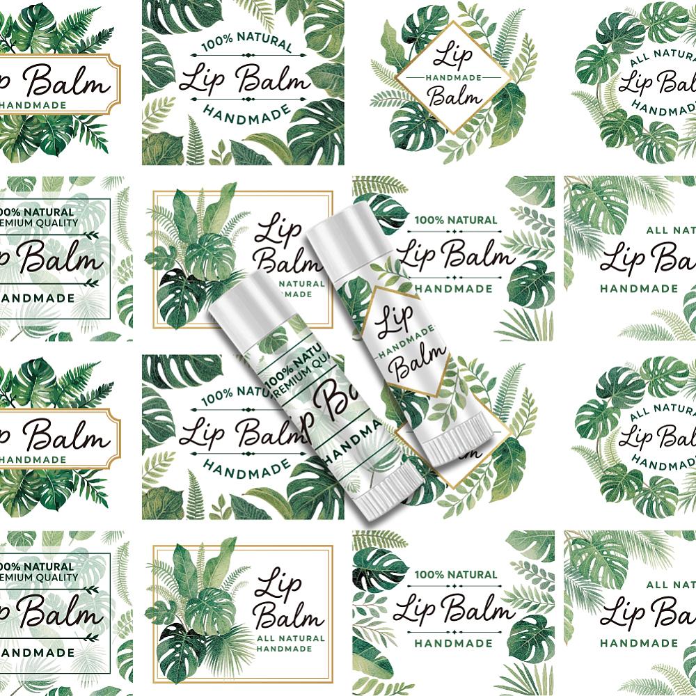 Picture Stickers for Lip Balm DIY Paper Stickers Labels Leaf 54x44mm 8pcs/sheet